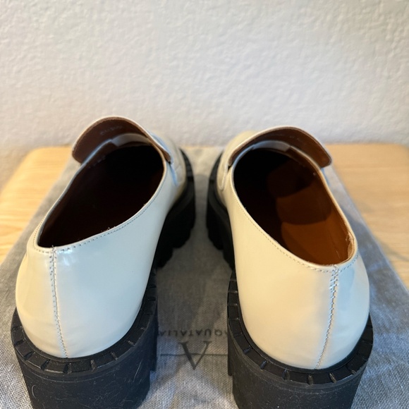 Aquatalia Womens Ivory Alexi Toe Block Heel Slip On Leather Loafers 6.5M - Picture 2 of 4